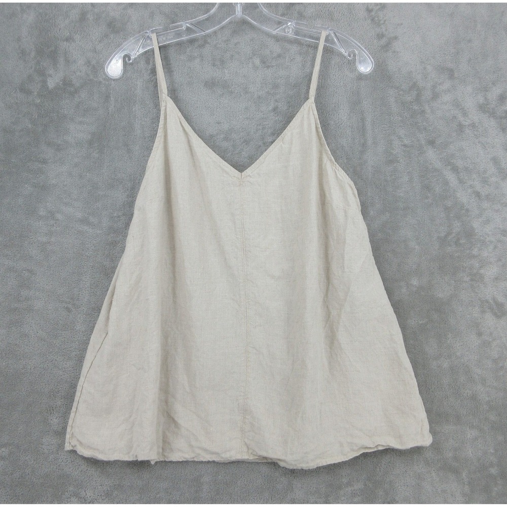 Country Road Tank Women 14 Organic French Linen Beige Boxy Relaxed Coastal Boho